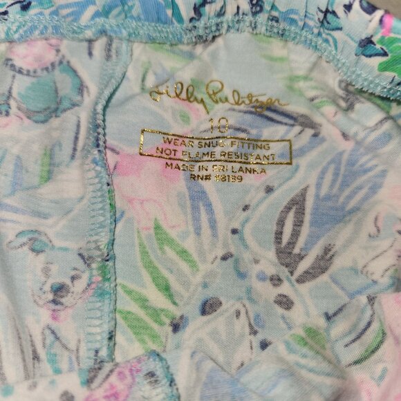 Lilly Pulitzer Girls Long-Sleeve Tropical Print Shirt Size 10 Blue & Pink Cotton - Picture 6 of 9